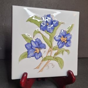Beautiful Ceramic Tile Trivet with Blue Flowers 💙 COBSA 💙 Made in Spain